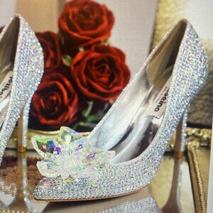 Ladies rhinestone and crystal silver formal shoes.